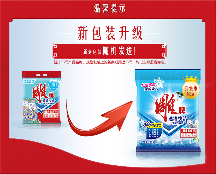 雕牌 速溶快洁无磷洗衣粉1.8kg（新老包装随机发货）