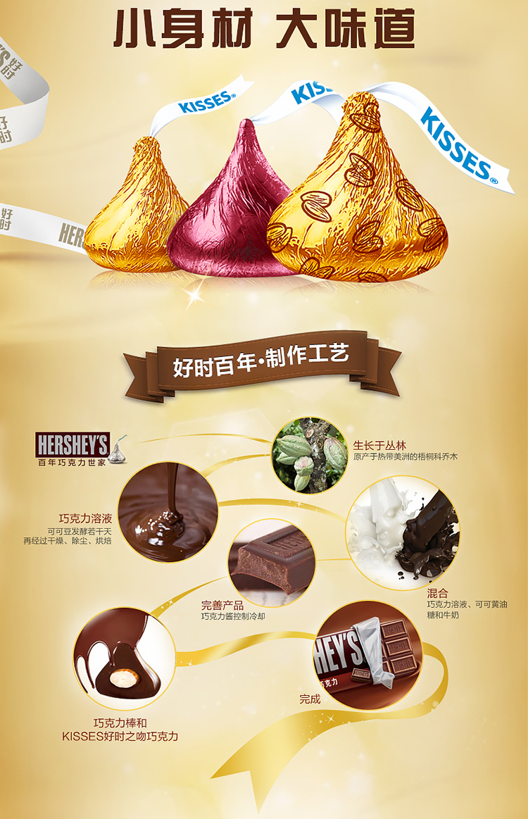 好时之吻kisses特醇浓黑 巴旦木巧克力精选礼盒160g休闲零食节日礼物