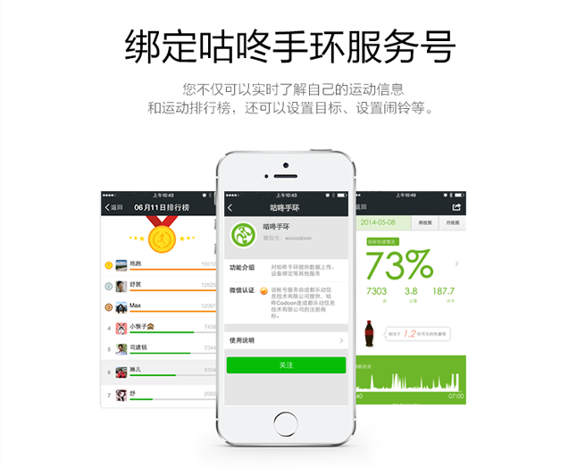 咕咚（Codoon） HB-B021 蓝牙4.0 智能手环2（微信版） 黑色