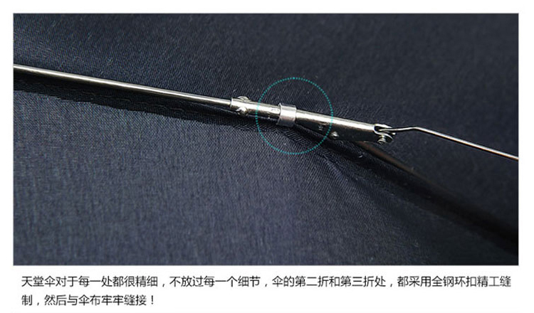 
                                        
                                                            天堂伞 三折晴雨伞碰击布拒氺男女经典商务伞57cm*8骨 307E4#包边兰灰                