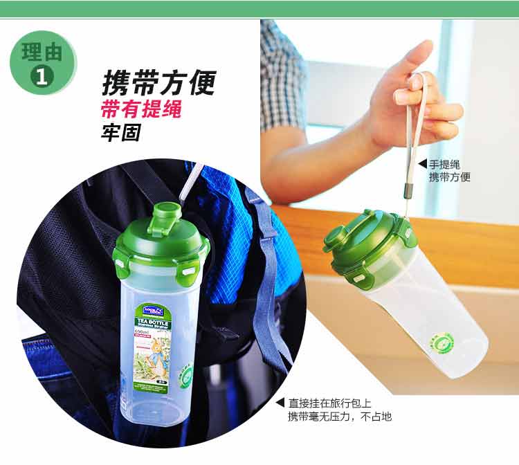 
                                        
                                                                                乐扣乐扣（lock&lock）便携夏季运动水杯 比得兔系列户外旅行防漏学生随手塑料水杯子 690ml HPL934M-PR                
