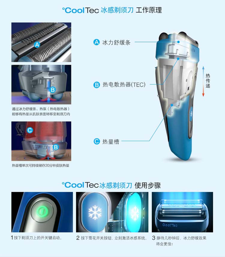 
                                        博朗（BRAUN）电动剃须刀全身水洗往复式刮胡刀冰感CT4s干湿两用                