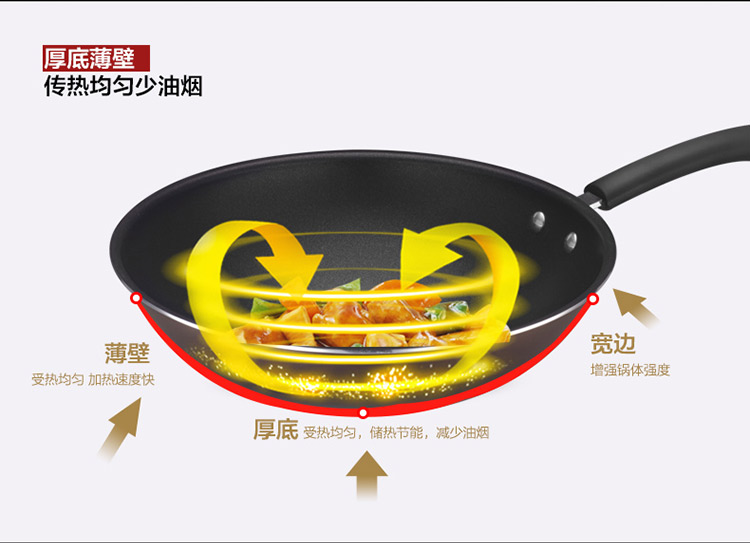 
                                        
                                                            爱仕达ASD 不粘锅炒锅健康轻油平底炒菜锅具30CM电磁炉燃煤气通用不沾锅 NWG8330E送铲                