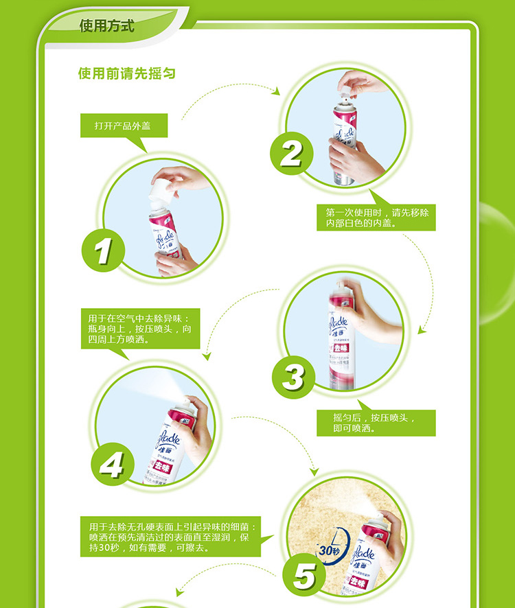 佳丽空气清新喷雾剂田野幽香300ml 真正除味 非掩盖空气清新剂 除臭