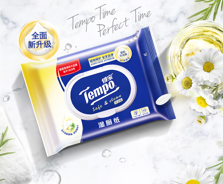 得宝(Tempo) 湿厕纸 洋甘菊 40片装 德宝私处清洁湿...-京东