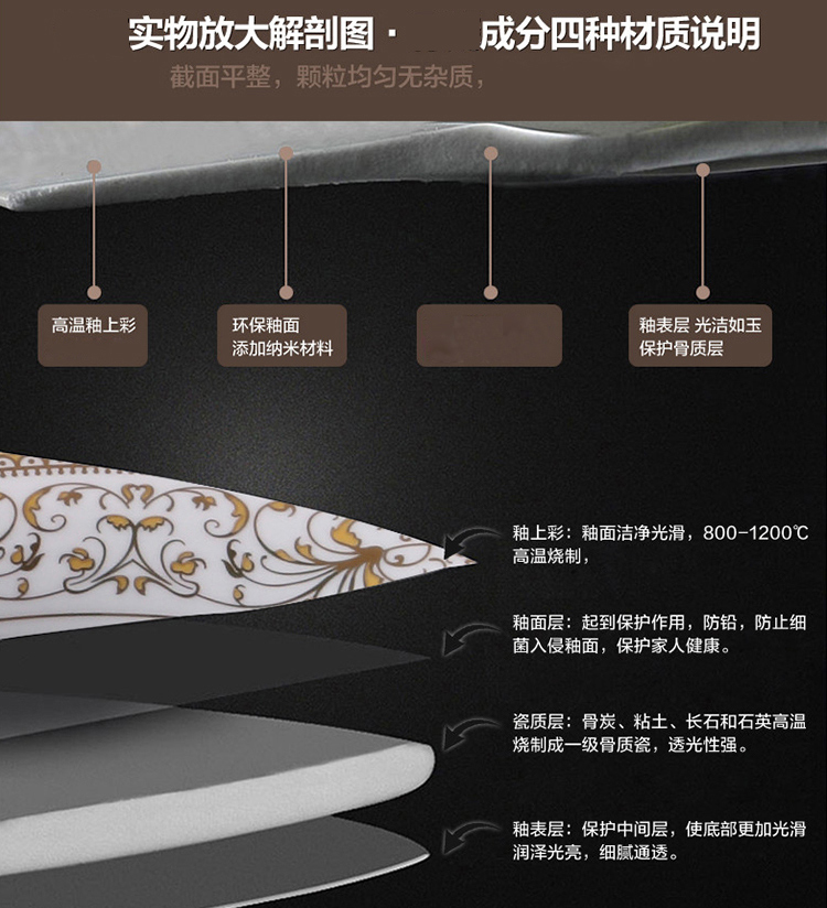 
                                        
                                                            乐享 餐具碗碟套装56头景德镇骨瓷碗具陶瓷筷盘子太阳岛                