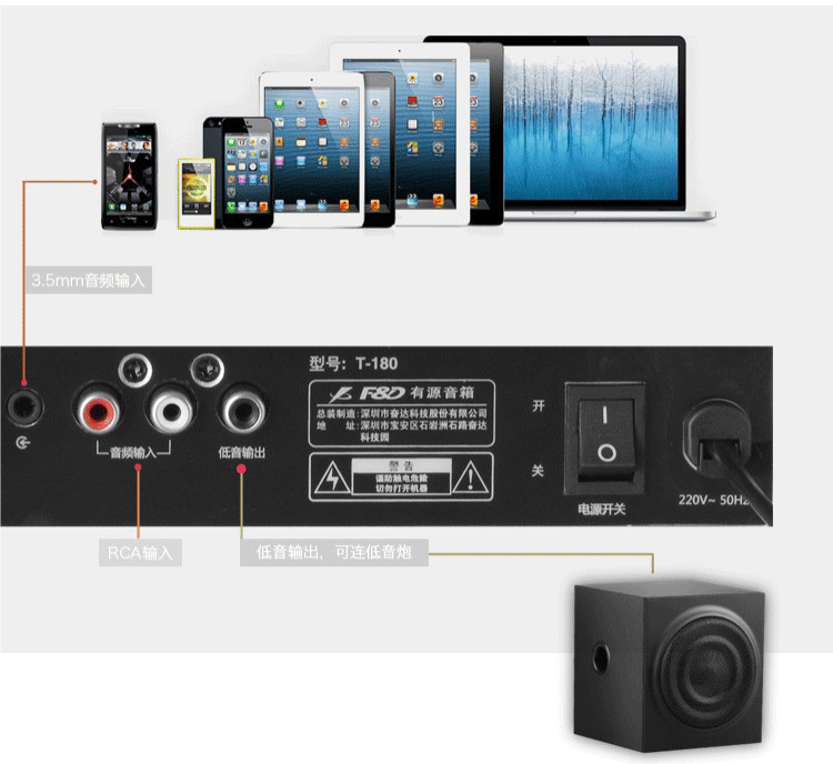 
                                                            奋达（F&D） T-180 一体式家庭影院 soundbar 回音壁 电视音响 智能电视黄金搭配  条形音箱                