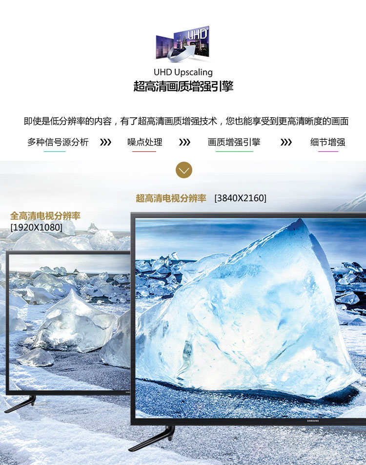 三星（SAMSUNG）UA40JU50SW 40英寸 4K超高清智能电视 黑色