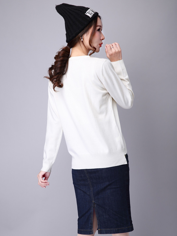 oopsciah 秋冬圆领烫钻套头衫 28351 白色l