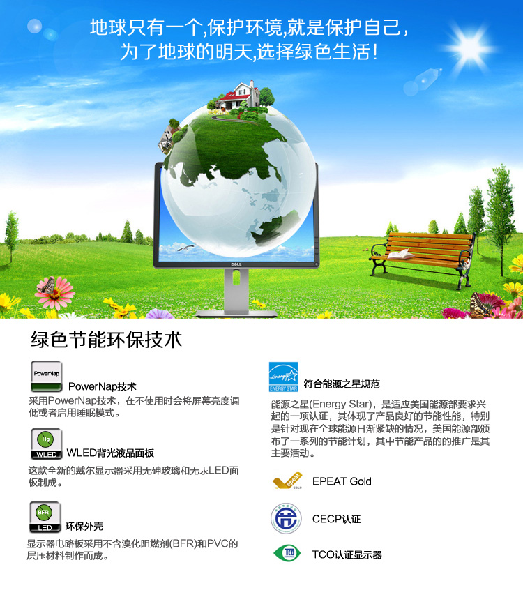 戴尔（DELL） P2214H 21.5英寸旋转升降IPS屏显示器