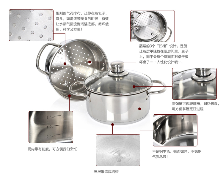SIMELO 20CM欧洲精选之锻造底多用蒸锅?