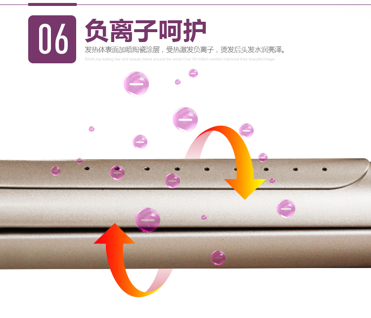 
                                        
                                                            雷瓦(RIWA) 卷发棒 卷直发器 干湿两用卷发器 电卷棒直板夹板二合一 RB-950A                