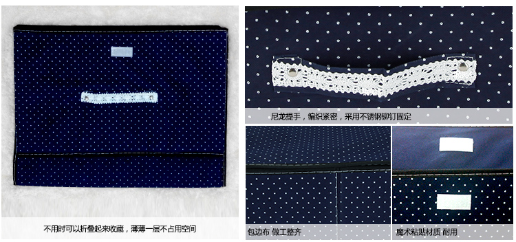 
                                        
                                                            空间优品 圆点收纳箱/衣物整理箱杂物收纳盒一只装 36L 蓝色 大号                
