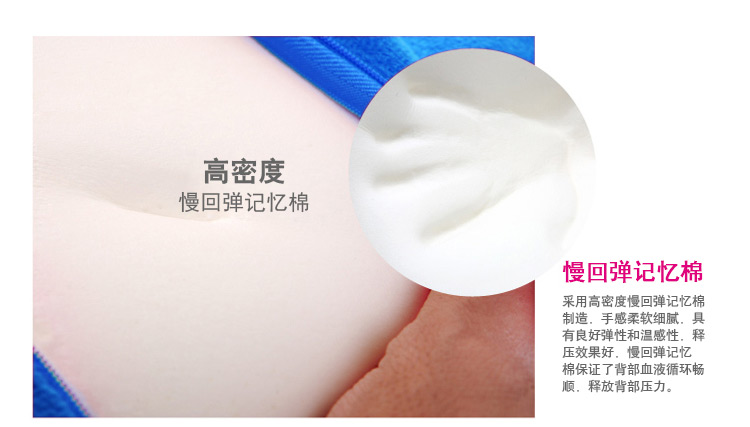 
                                        迎馨 床品家纺 慢回弹记忆棉腰靠垫 蓝色                