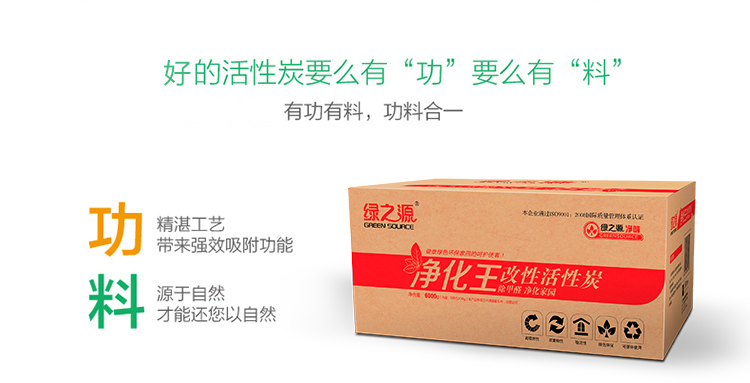 
                                        
                                                            绿之源  6000g净化王活性炭（经济版） 家用吸去除甲醛清除剂竹炭包 车用除臭去异味净化除味剂防潮碳包                