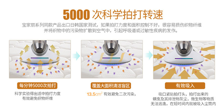 
                                        宝家丽床宝星舰小型手持床铺除螨仪高阶紫外线杀菌除螨机家用吸尘器VH-01                