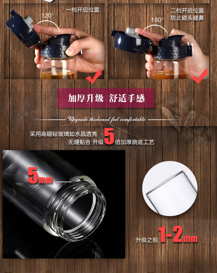 绿珠lvzhu 400ml玻璃杯子耐热防烫抗摔送杯套便携防漏透明男女士办公泡茶水杯B661