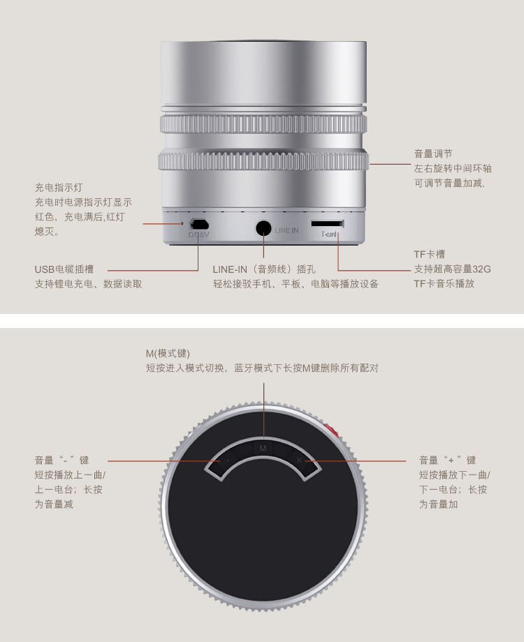 现代（HYUNDAI) i600 PRO 黑色 无线蓝牙音箱 NFC功能+360度音量调节+语音通话+插卡播放+调频收音+超长待机