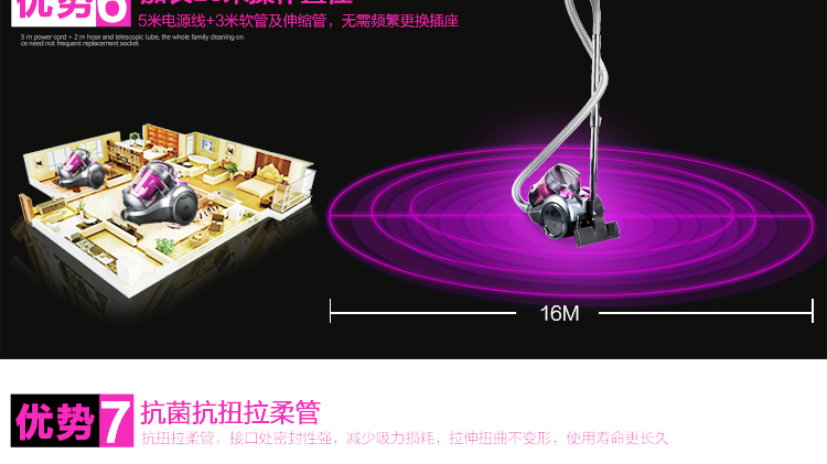 海尔（Haier）吸尘器 ZW1608 家用高端 强力吸力静音无耗材