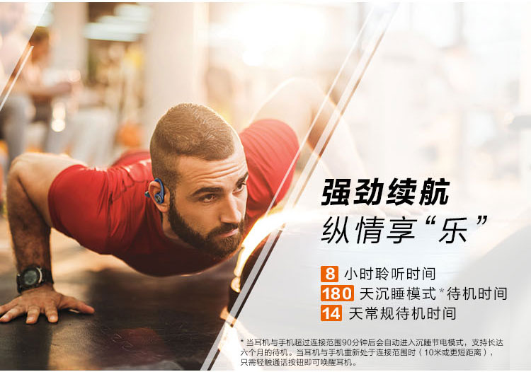 Plantronics 缤特力 BACKBEAT FIT 无线运动蓝牙耳机 + 麦克风。Beats X 同类无线耳机 7