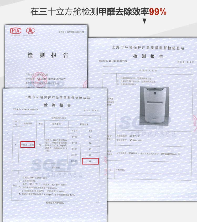 
                                        夏普（SHARP） 空气净化器 KI-CE60-W 除雾霾PM2.5除甲醛净离子群杀菌加湿                
