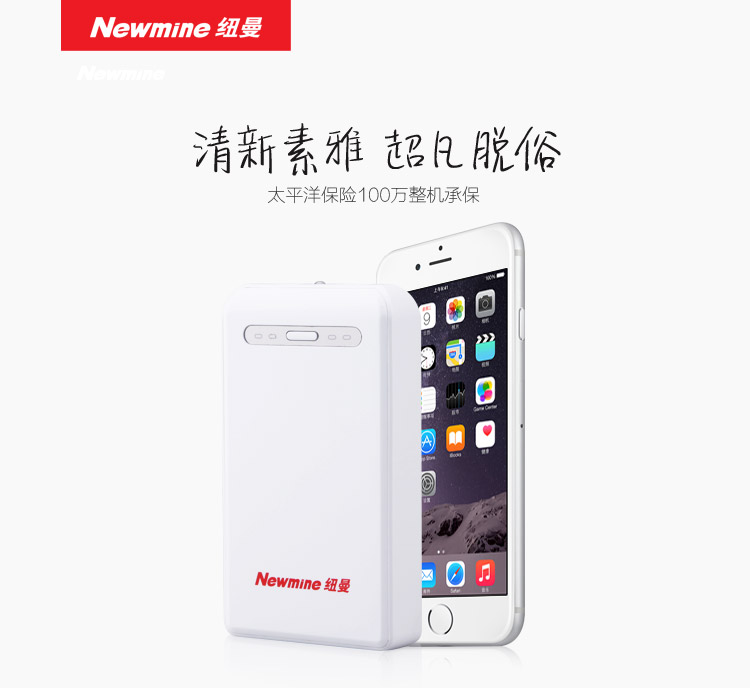 
                                        纽曼（Newmine）A100 双USB输出 便携 移动电源/充电宝 10000mAh 素雅版 手机平板通用                