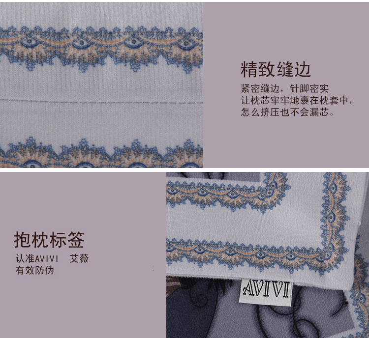 
                                        艾薇 床品家纺 绒布靠垫汽车抱枕含芯（国画牡丹灰43*43）                