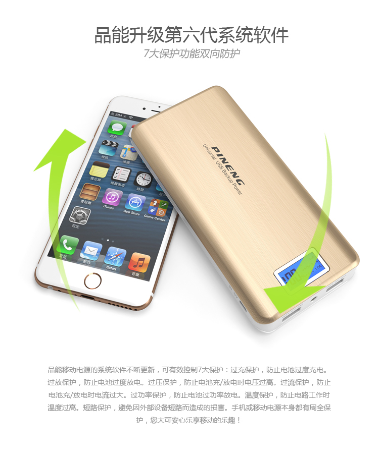 
                                        品能 20000毫安 移动电源/充电宝 双USB输出 PN-999 象牙白                