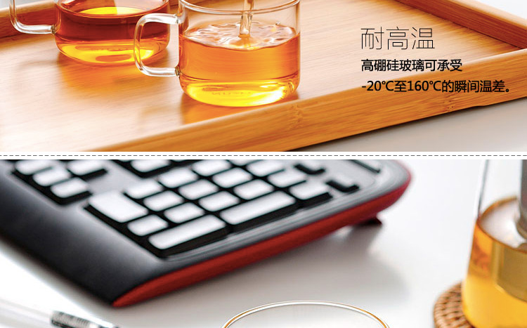 绿珠lvzhu 100ml纯手工吹制功夫茶小茶杯 加厚高硼硅耐热透明玻璃品茗杯（两只装）C001
