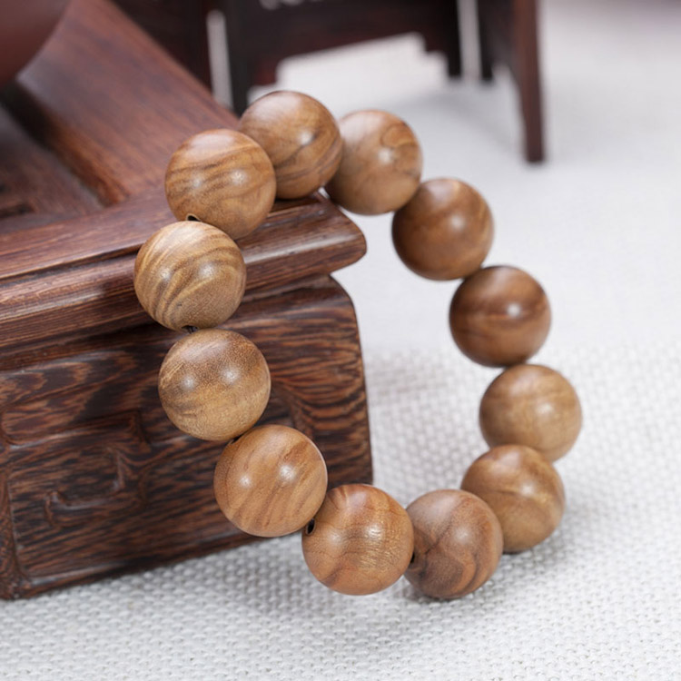 沐恩 手串sl20740 小叶金丝楠木水波纹手串20mm*12颗