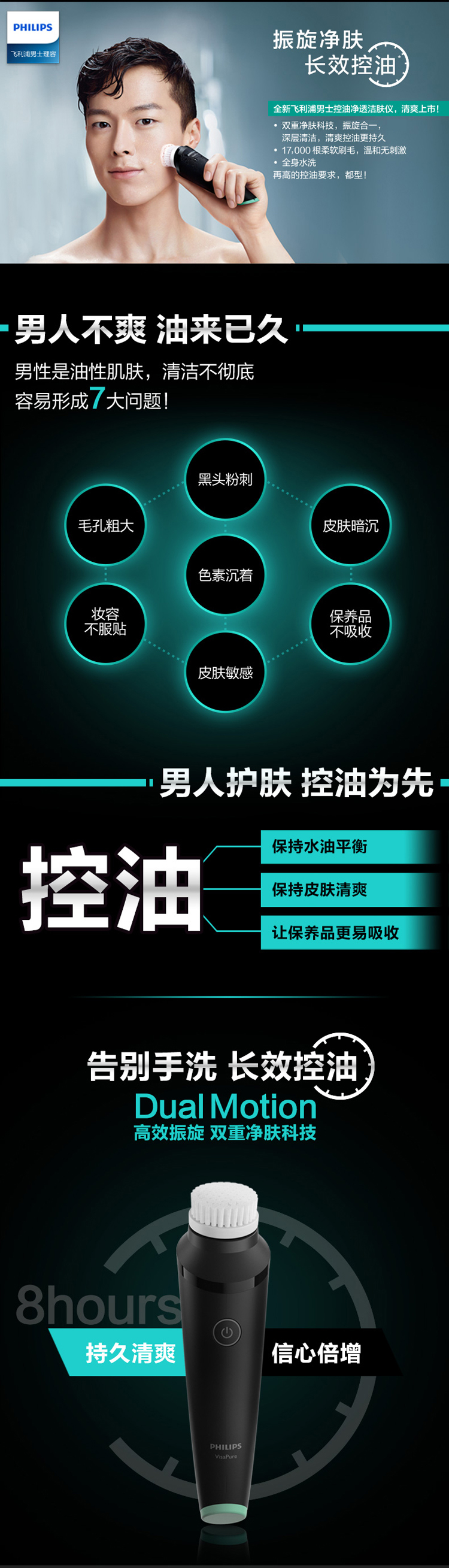 
                                        
                                                                                飞利浦（PHILIPS）男士洁面仪 控油净透洁面仪 洗脸仪 MS5030/00                