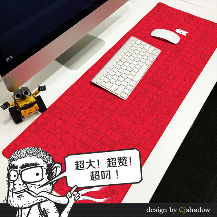 
                                        
                                                            宜适酷（EXCO）鼠标垫 游戏垫 超大号 包边桌垫  锁边细面键盘垫 手指人MSP026 红 900X300mm                