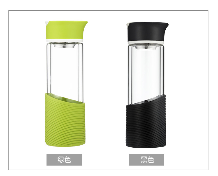 佳佰 双层玻璃杯 创意便携可爱男女士学生 茶水分离过滤办公泡茶水杯子