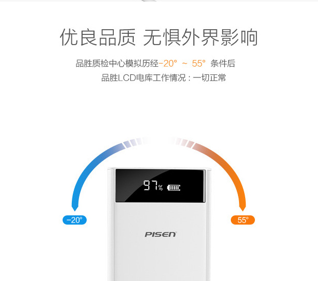 
                                                                                品胜20000毫安时充电宝大容量移动电源 双输入液晶数显 适用iPhone12/13PRO/OPPO华为P40VIVO小米安卓通用 白                
