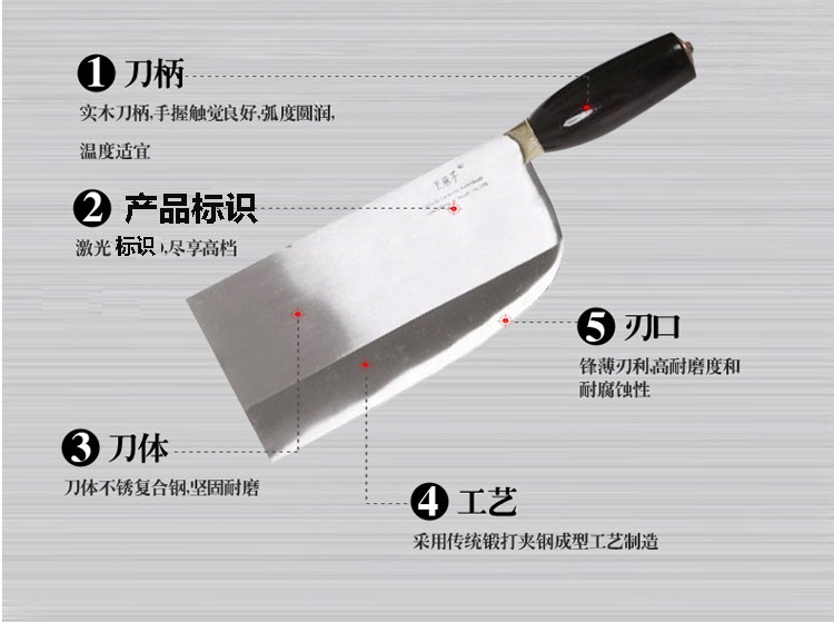 
                                        
                                        王麻子 1号碳钢菜刀 斩切刀A11-1把手颜色随机发送                