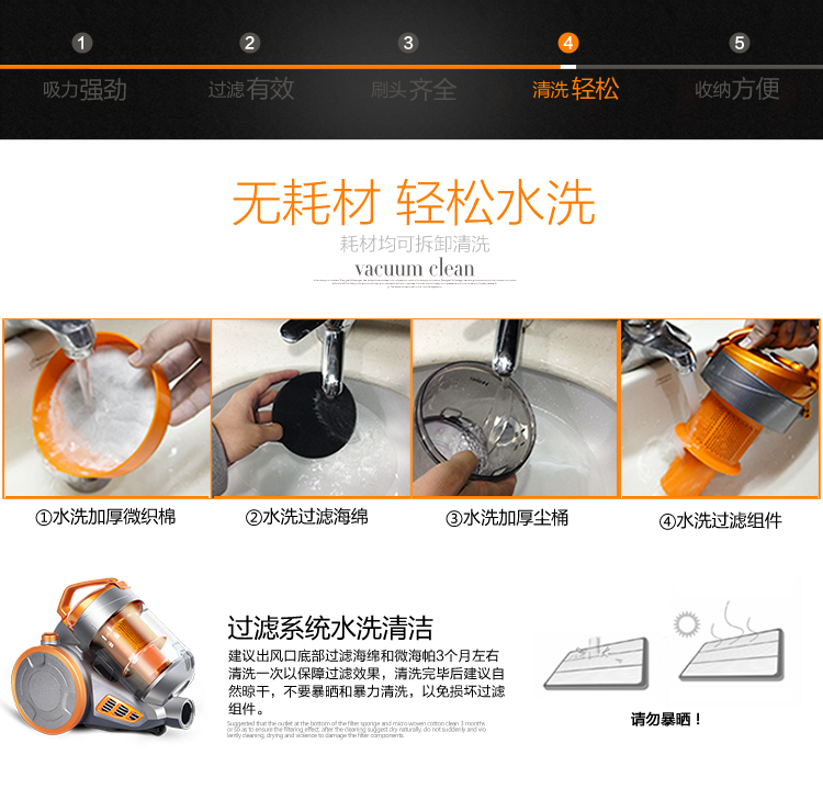 海尔（Haier）吸尘器 ZW1401A 无耗材迷你旋风 家用