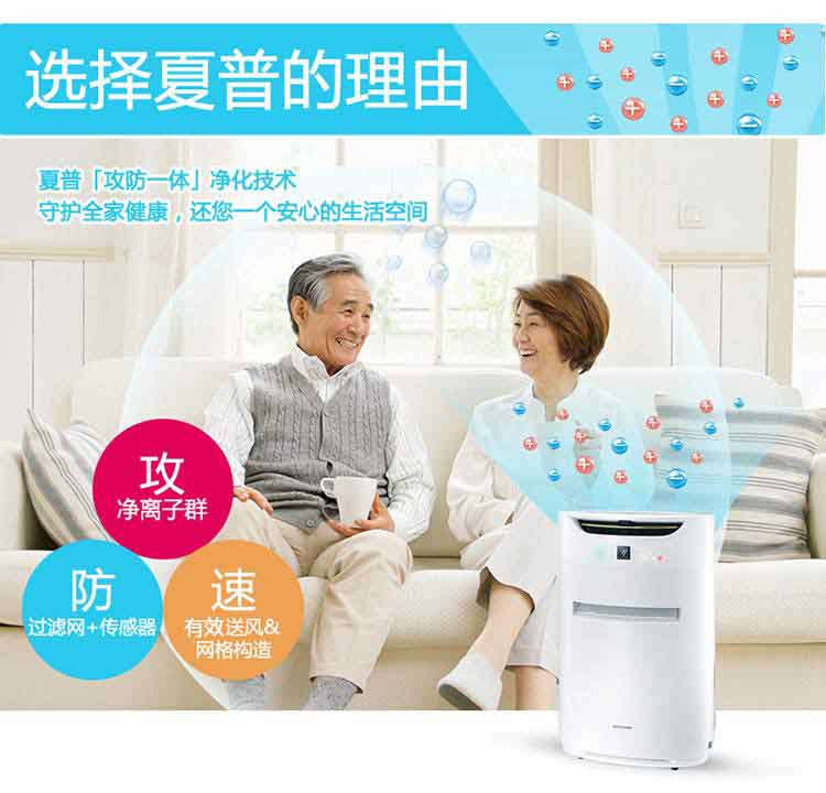
                                        夏普（SHARP） 空气净化器 KI-CE60-W 除雾霾PM2.5除甲醛净离子群杀菌加湿                