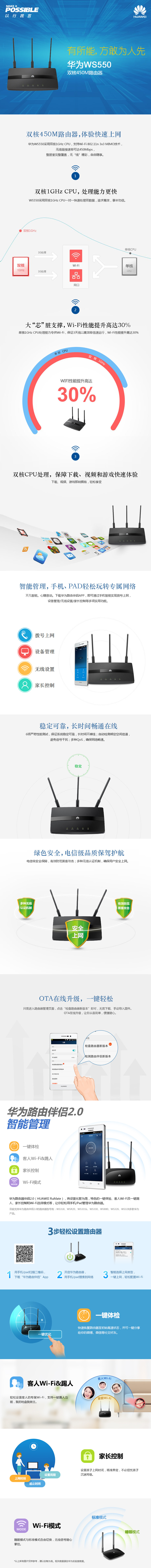 
                                        华为（HUAWEI） WS550 450M无线路由器                