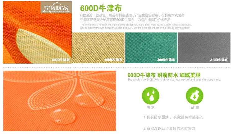 
                                        
                                                            空间优品 大号加固双视窗百纳整理箱 特色印花牛津布收纳箱66L两只装 太阳花橙+太阳花粉                