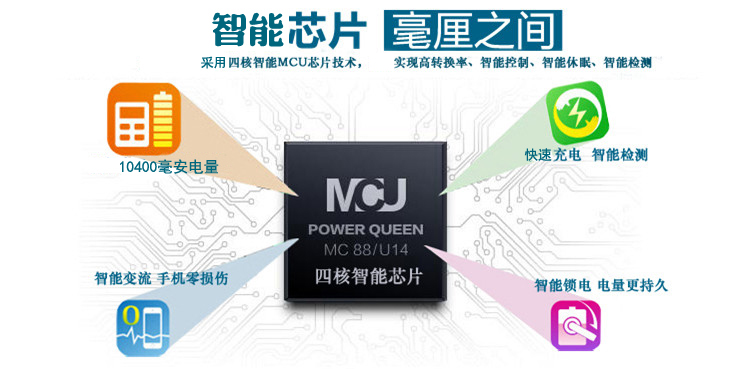 V+V（为家）炫彩V86  移动电源 智能MCU芯片 10400毫安 白色