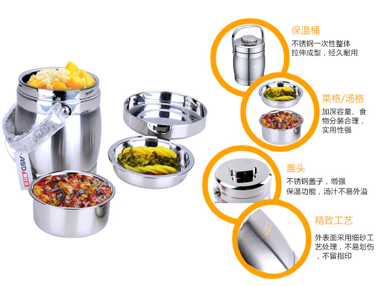 
                                        【京东超市】爱仕达2.5L鼓型保温提壶1625G                