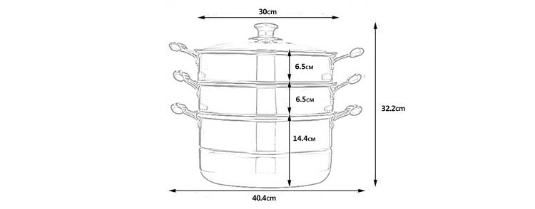 
                                        
                                        建丽国标食品级不锈钢30CM电磁炉通用大容量三层加厚多用蒸锅JL-DD3030                