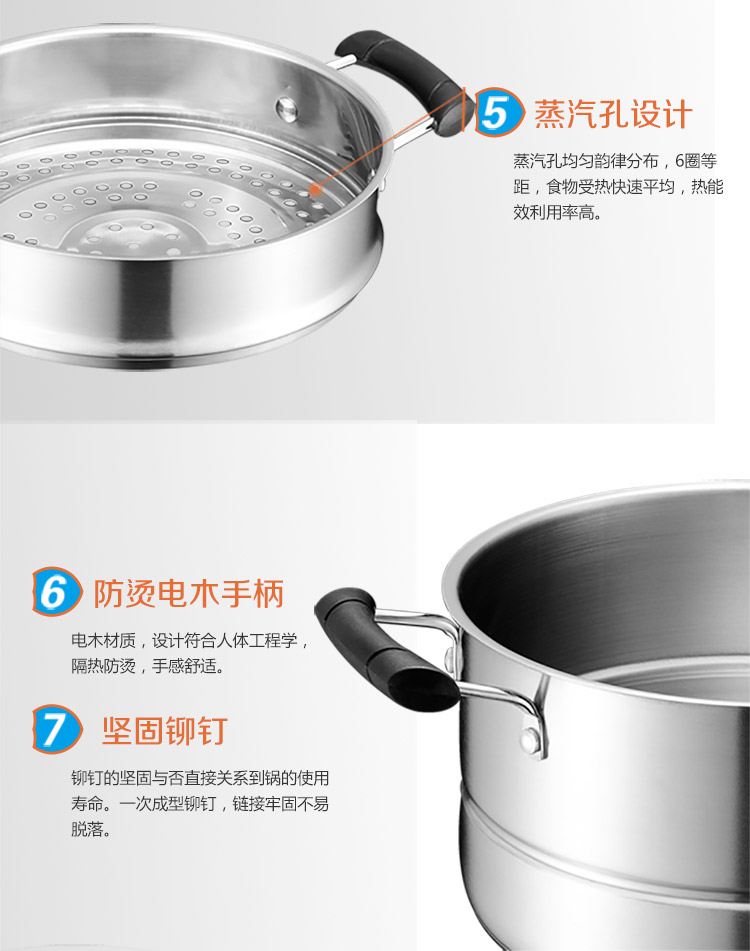 
                                        爱仕达30cm可调压复底不锈钢蒸锅QV1530 蒸笼焖锅炖锅 可单层双层使用电磁炉通用                