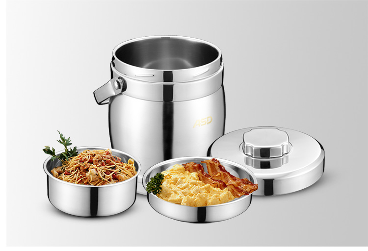 
                                        【京东超市】爱仕达1.5L多层保温提壶N1615G 不锈钢保温提锅可当饭盒                