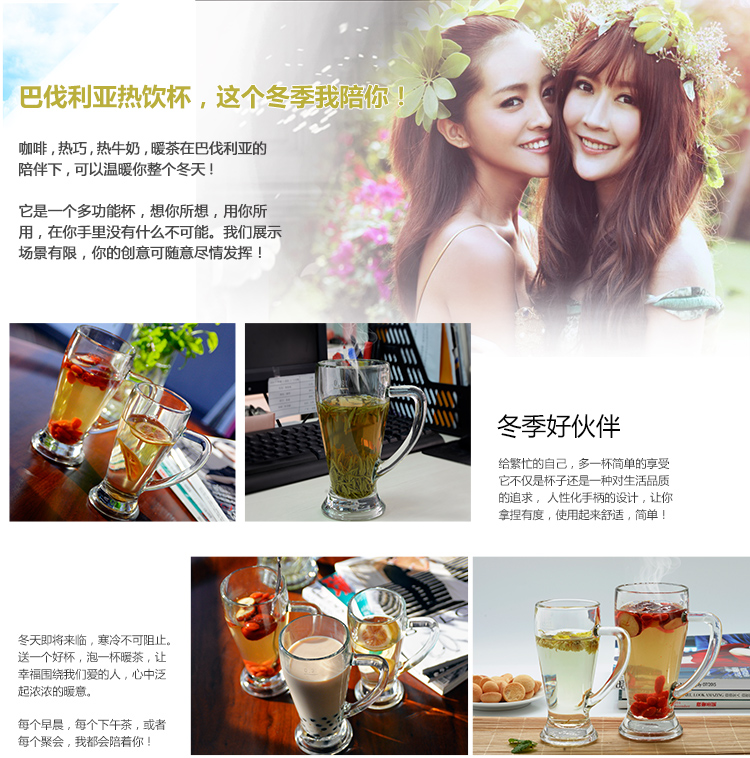 波米欧利（Bormioli Rocco）意大利进口Baviera无铅玻璃大容量啤酒杯265mL*2支装