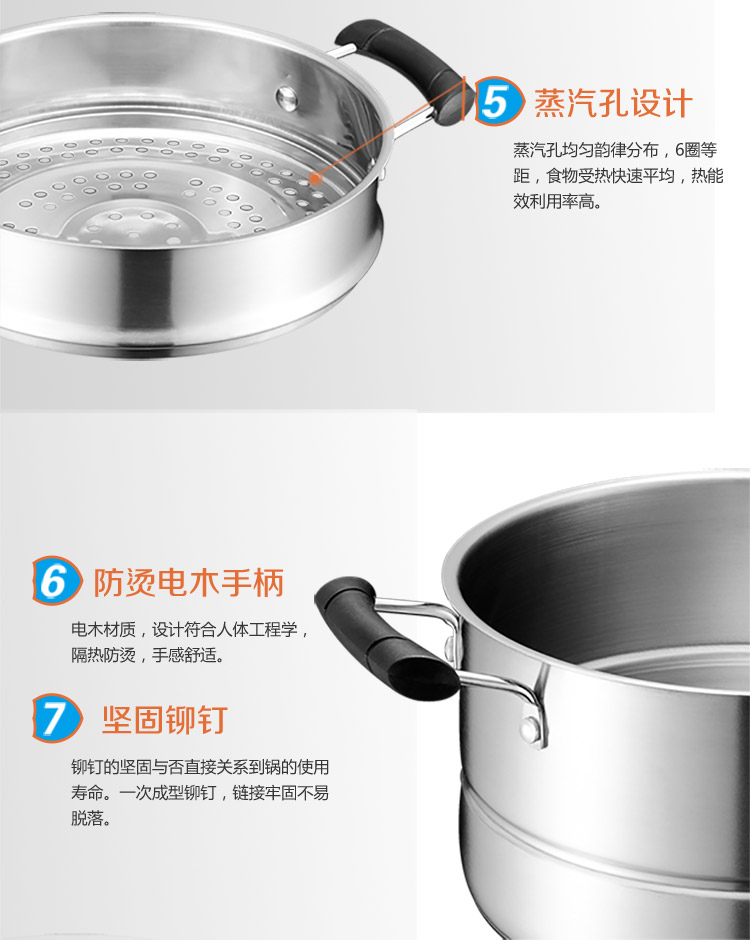 
                                        爱仕达 28cm可调压复底不锈钢蒸锅二层QV1528 蒸笼带蒸屉蒸格电磁炉蒸锅                