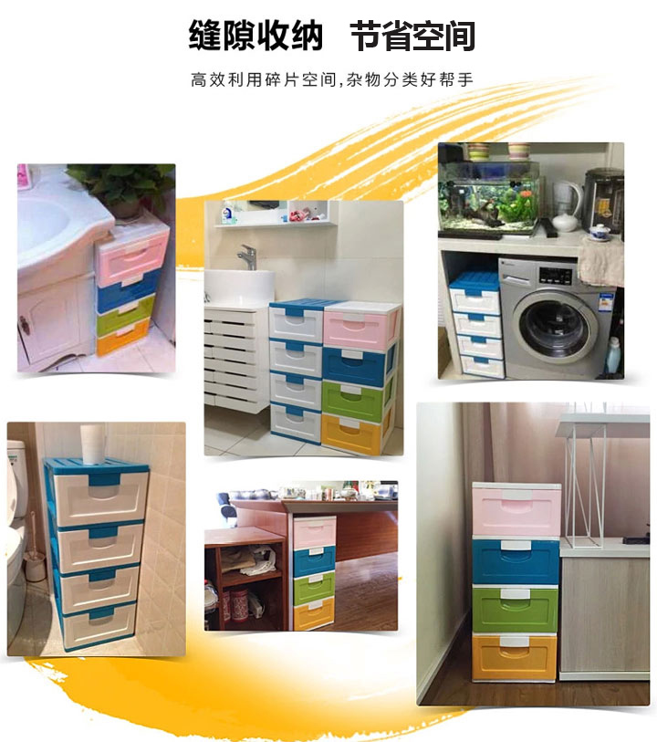 
                                        禧天龙Citylong 塑料收纳柜储物柜抽屉式儿童衣物整理柜 四层彩色42L 0227                