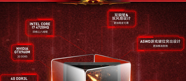 联想（Lenovo）拯救者14.0英寸游戏笔记本电脑（i7-4720HQ 4G 1T硬盘 GTX960M 2G独显  IPS屏 背光键盘）黑