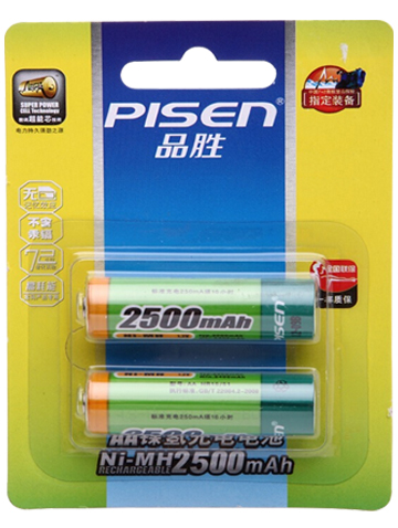 品胜(pisen)5号 2500mah 2粒装充电电池 aa镍氢充电电池