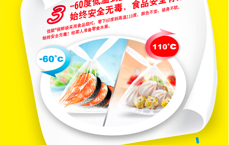 
                                        
                                                                                佳能（Glad）背心袋中号保鲜袋中号100个 点断式塑料袋 一次性PE食品袋25cm*28cm                